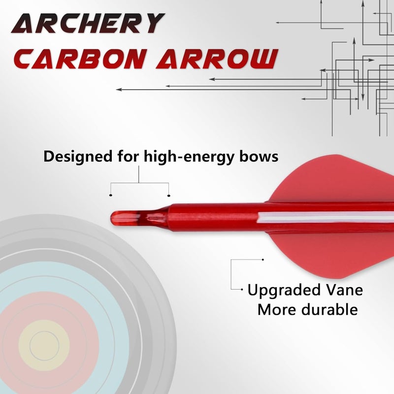 Yls Carbon Archery Arrows Practice Arrows Detachable Arrowhead and Nock 4 inch Streamlined TPU Feathers Perfect for Youth BeginnerTarget Practice and Outdoor Shooting - Image 2